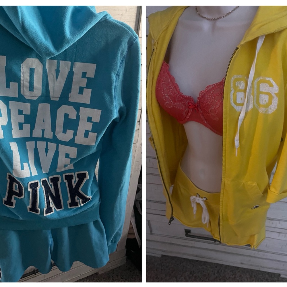 PINK Victoria's Secret 2 sets Hoodie and shorts 4 pc total